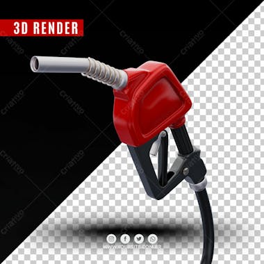 Bico de gasolina vermelho elemento 3d para composicao psd