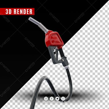 Elemento 3d bico de gasolina vermelho para composicao psd