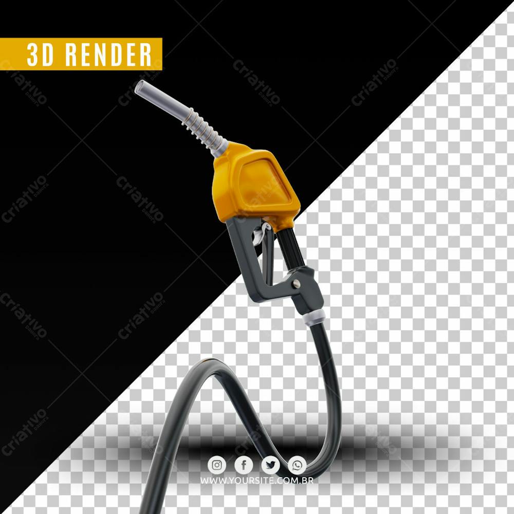 Elemento 3D Bico De Gasolina Amarelo Para Composicao Psd (1)