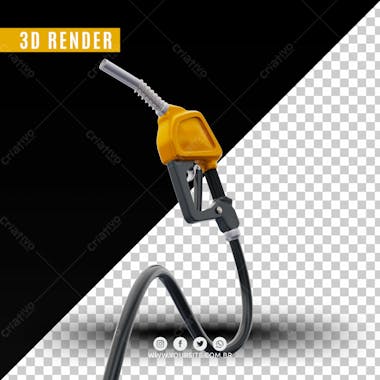 Elemento 3d bico de gasolina amarelo para composicao psd