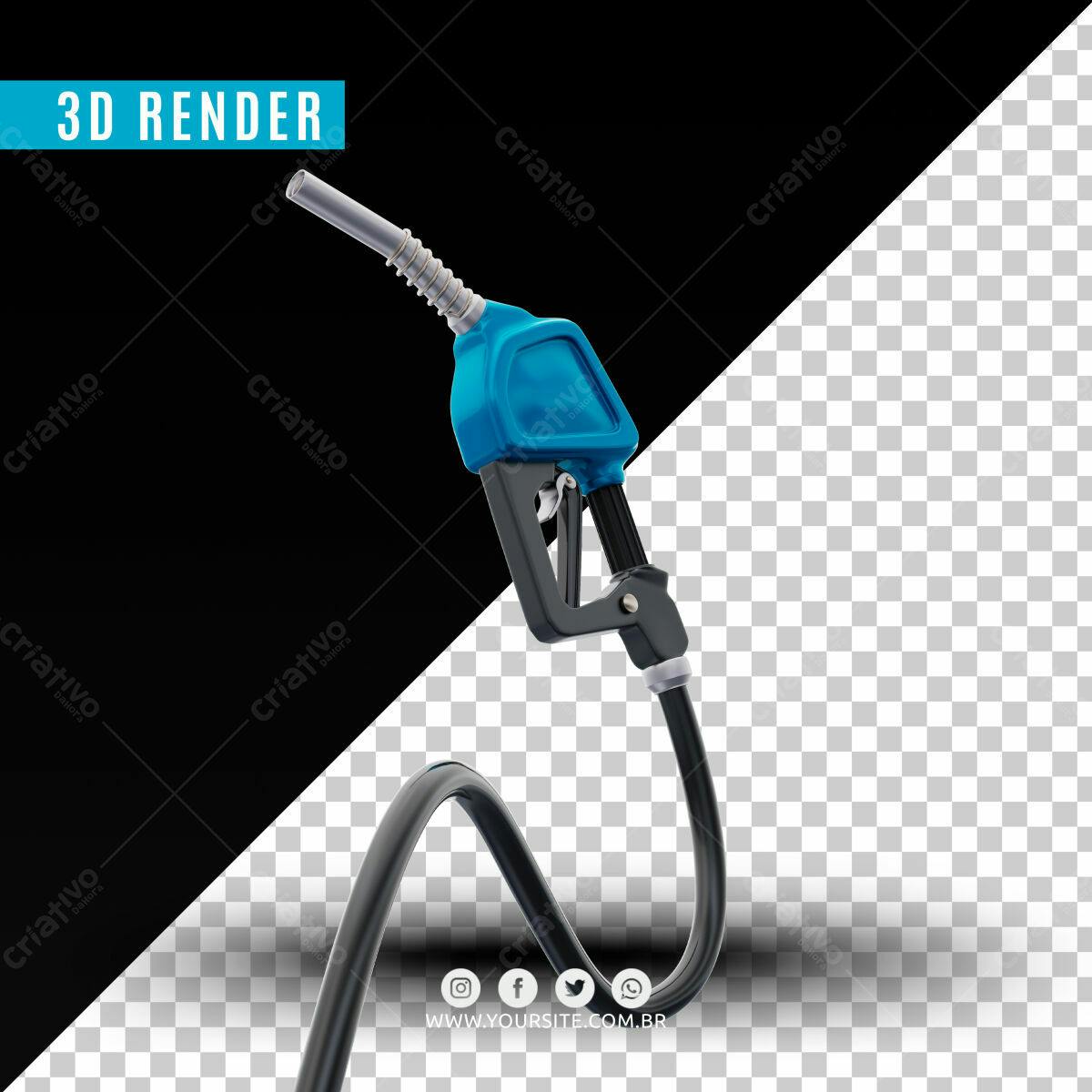 PSD Bomba de Combustível 3D Render PSD Editável