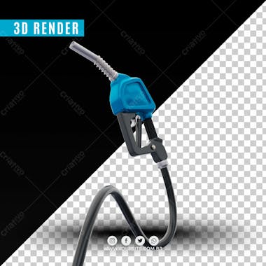 Elemento 3d bico de gasolina azul para composicao psd