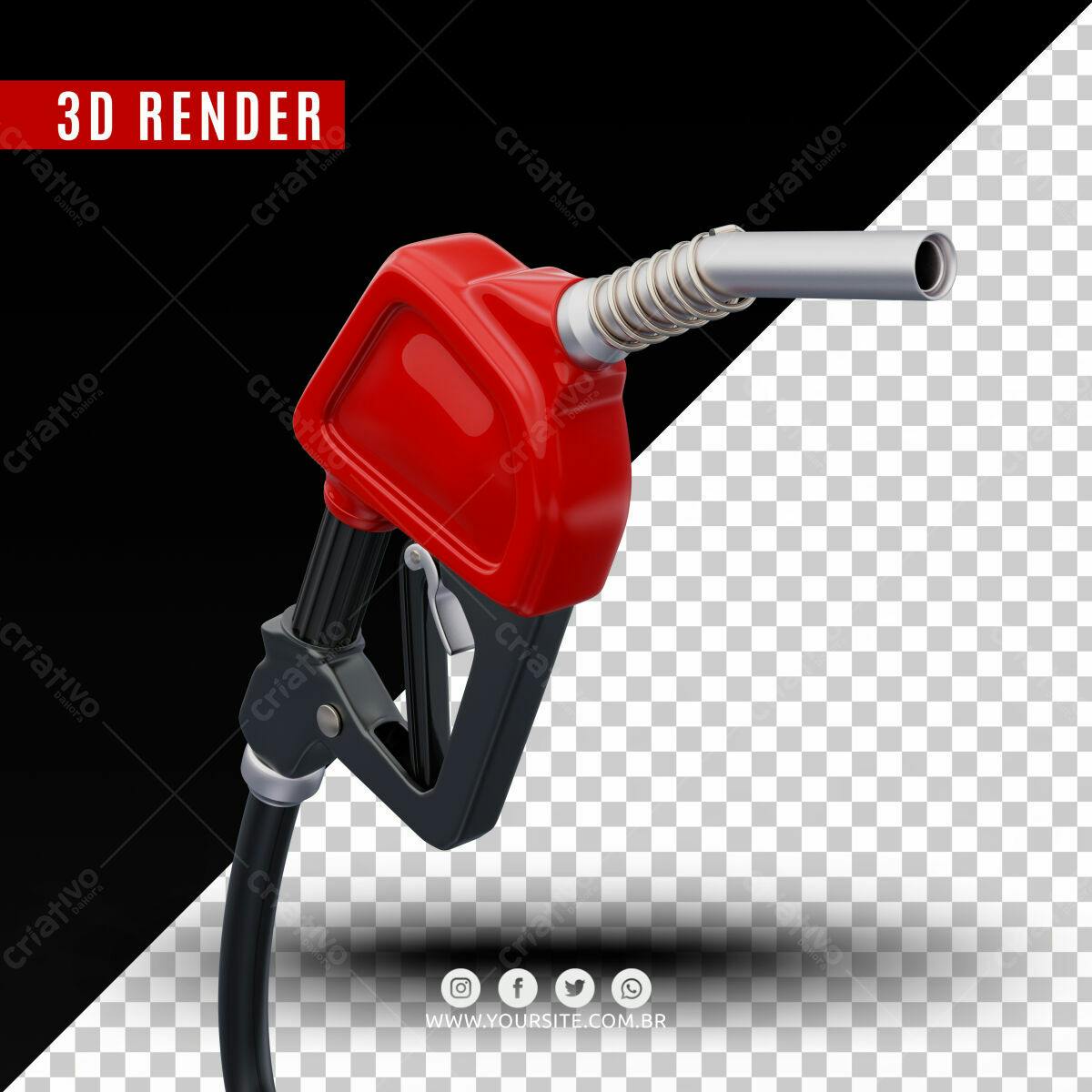 PSD Bomba de Combustível 3D Render PSD Editável