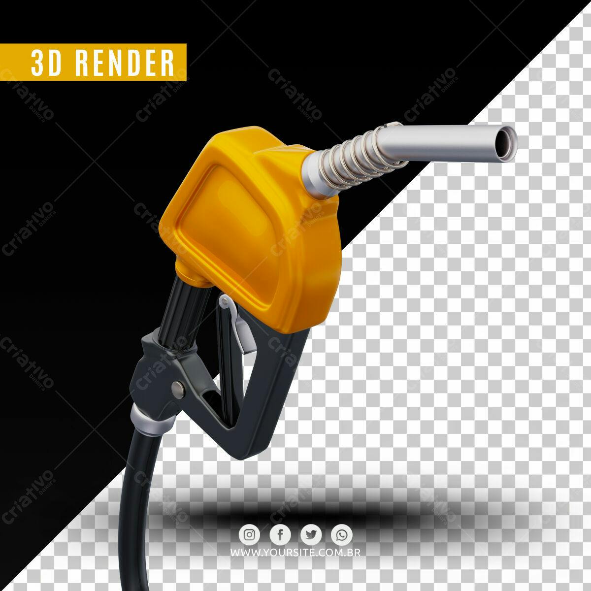 PSD Bomba de Combustível 3D Render PSD Editável