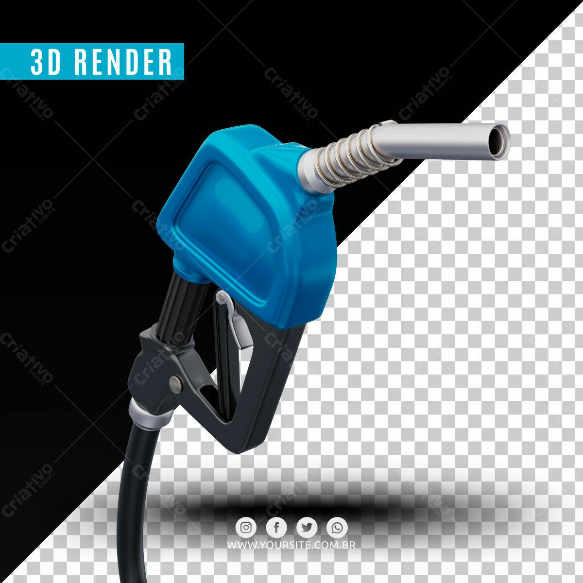 PSD Bomba de Combustível 3D Render PSD Editável