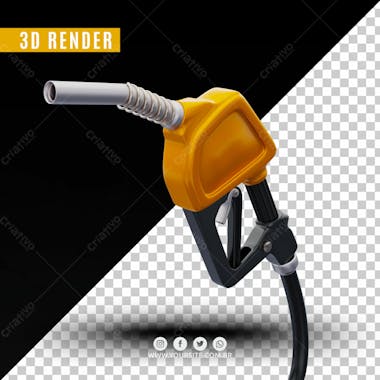 Bico de gasolina amarelo elemento 3d para composicao psd