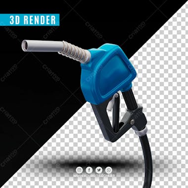 Bico de gasolina azul elemento 3d para composicao psd