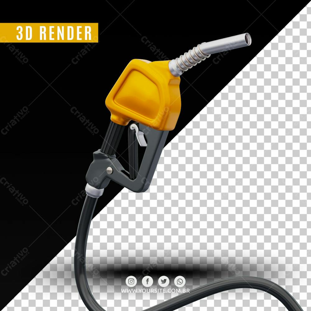 Bico De Gasolina Amarelo Elemento 3D Para Composicao Psd (2)