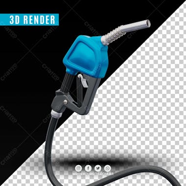 Bico de gasolina azul elemento 3d para composicao psd