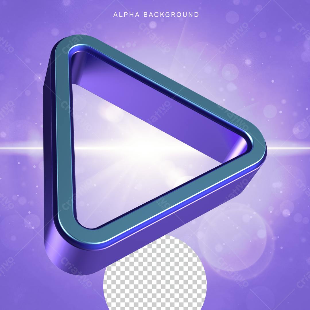 Selo 3D triangular roxo e azul metálico