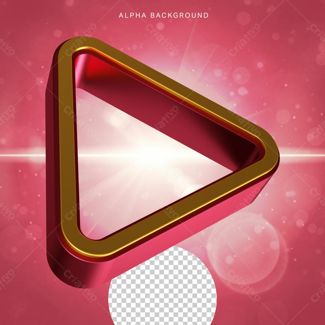Selo 3D triangular vermelho e dourado metálico