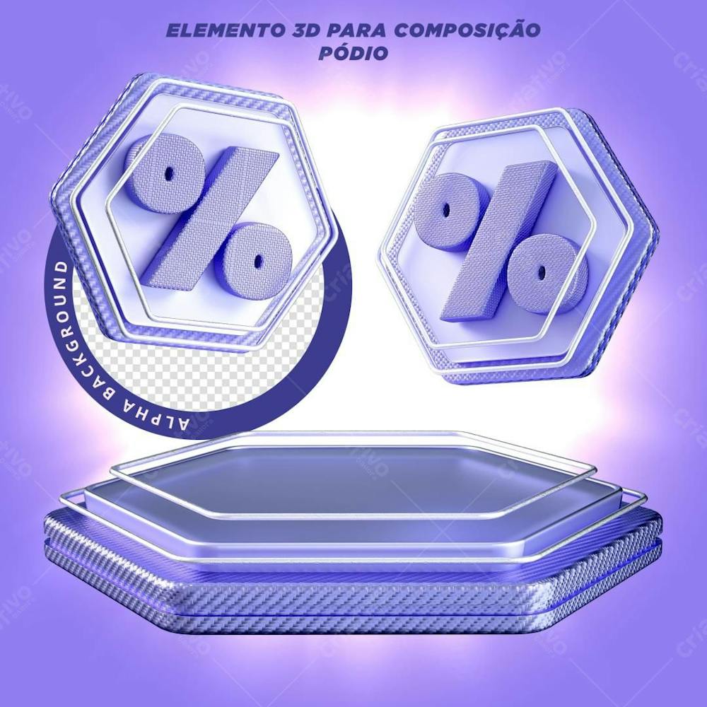 Elemento 3D Para Composição Pódio E Desconto