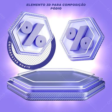 Elemento 3d para composição pódio e desconto