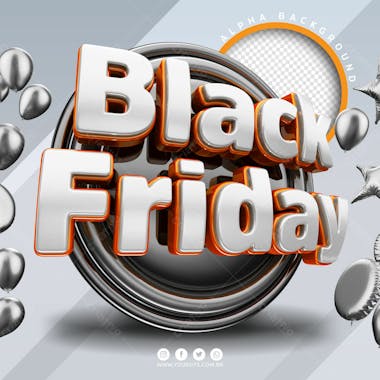 Selo 3d para composicao black friday psd 3