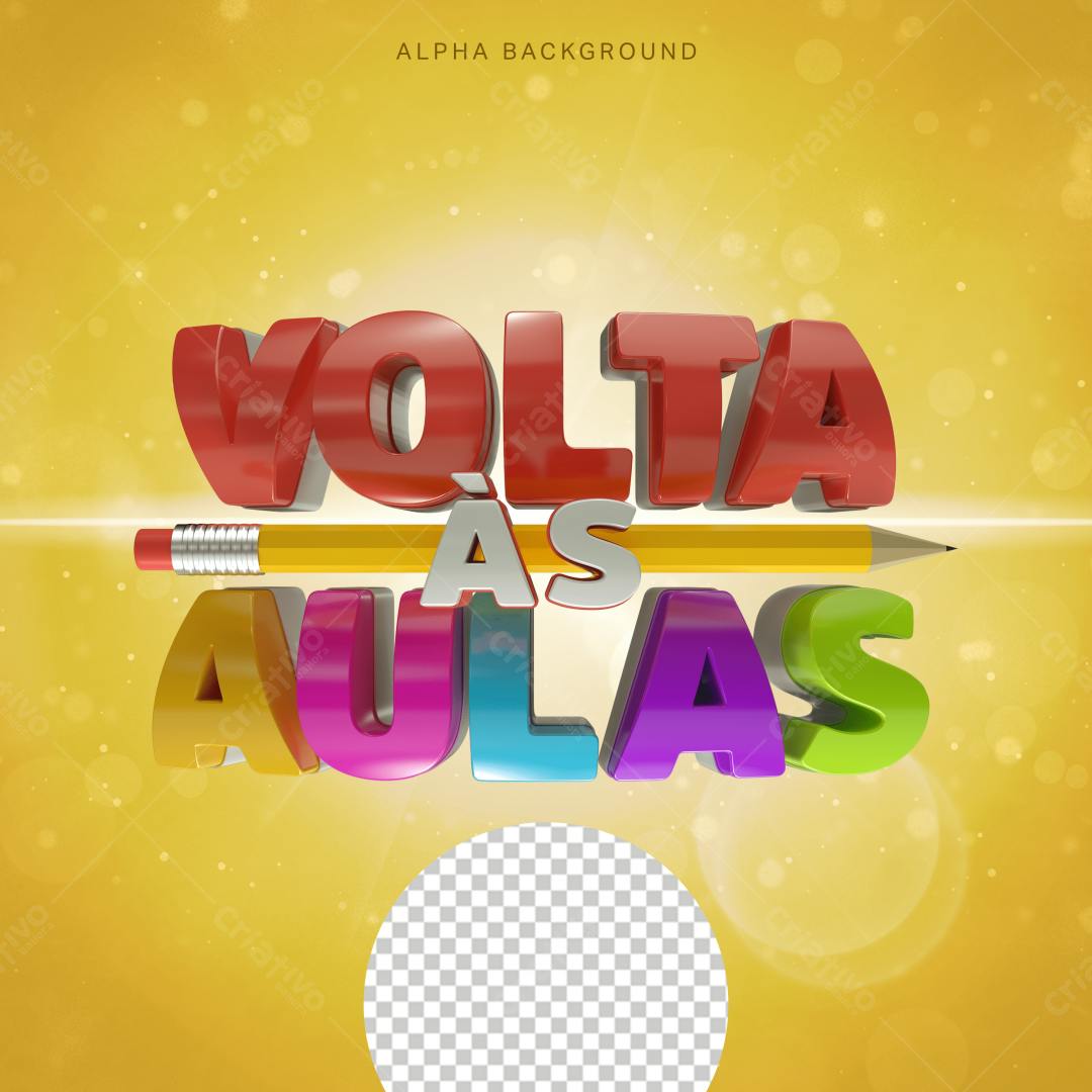 Selo 3D escolar colorido com lápis