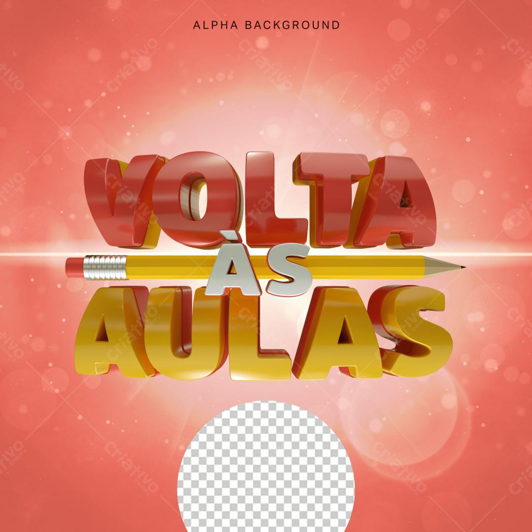 Selo 3D volta às aulas amarelo e vermelho