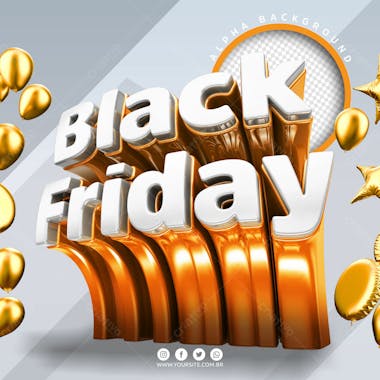 Selo 3d para composicao black friday psd