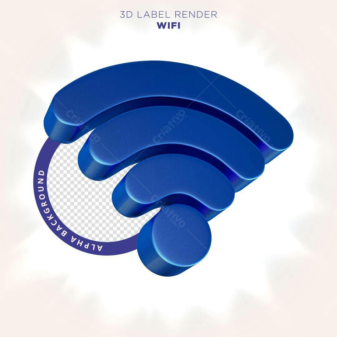 Selo 3D Wifi Azul Metálico