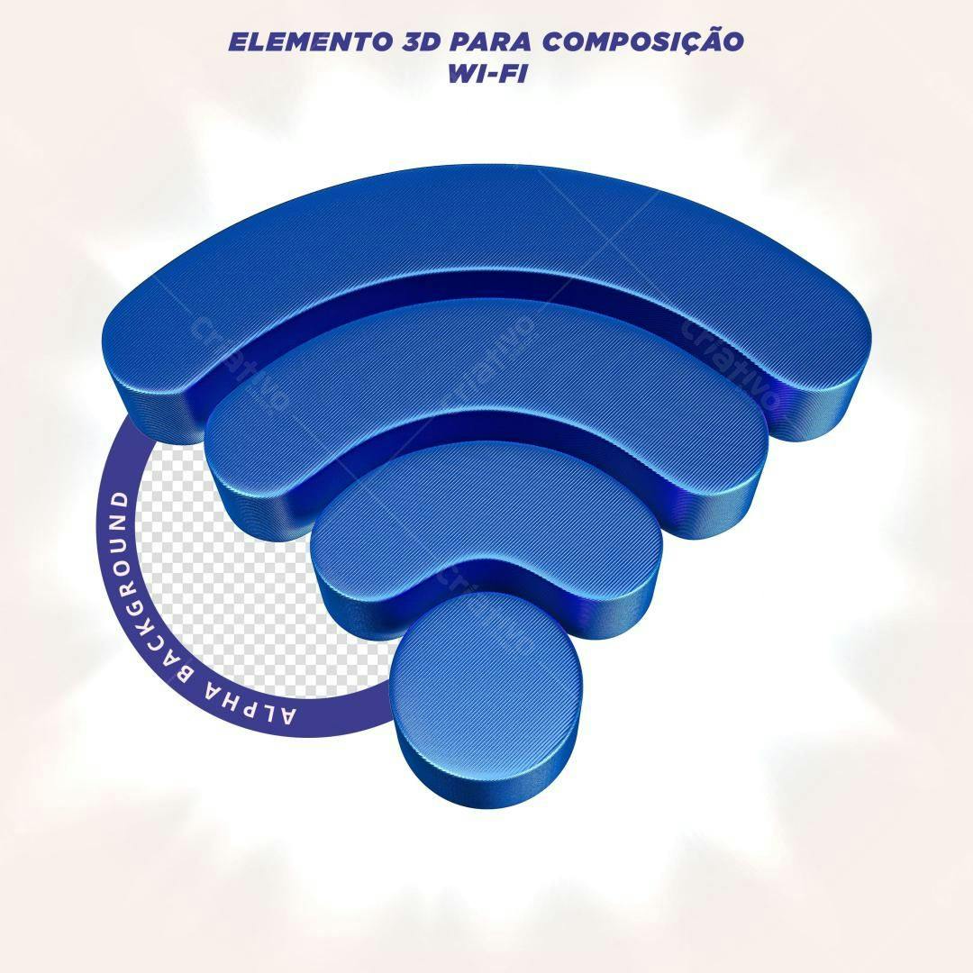 Selo 3D Wi-Fi azul metálico