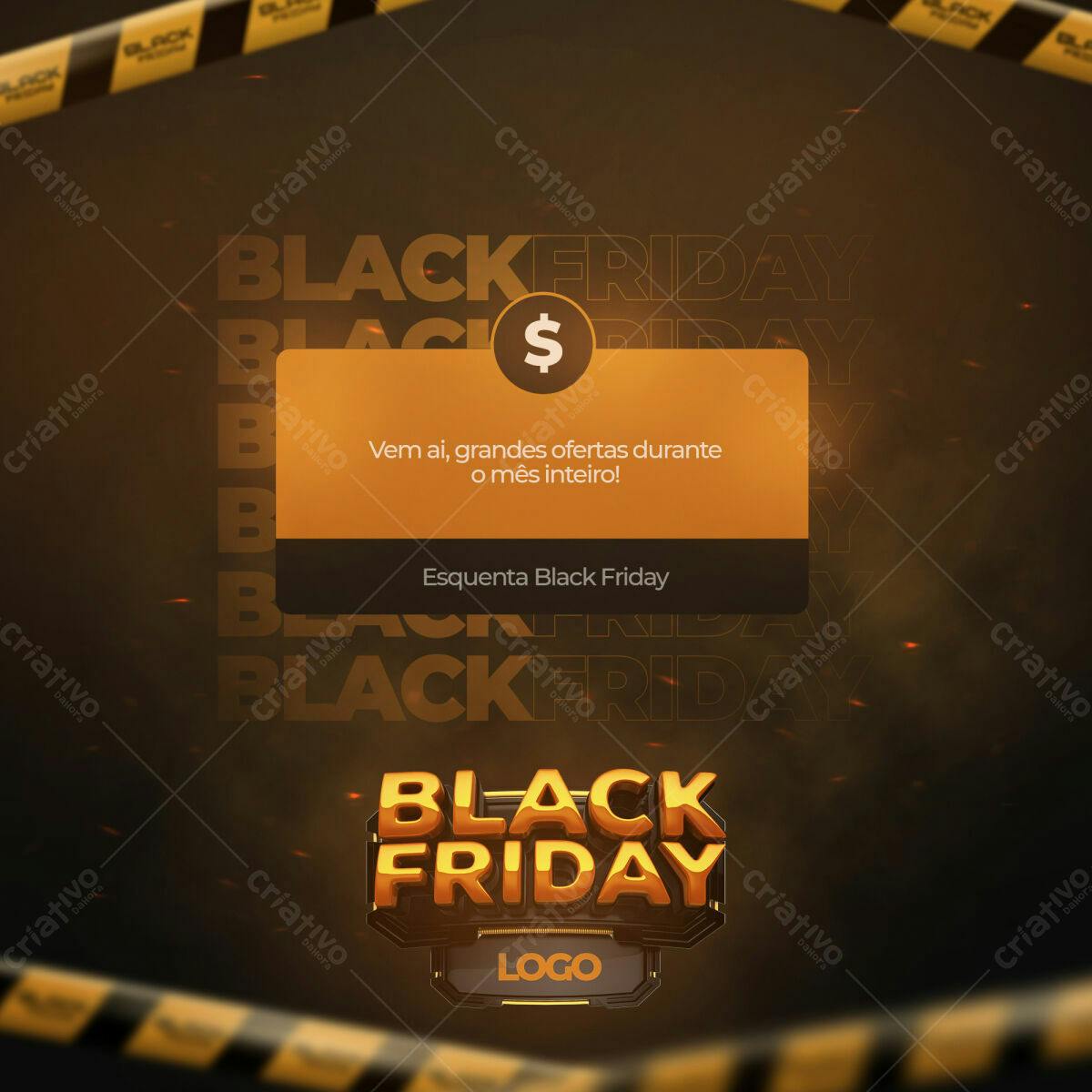 Selo 3D Black Friday metálico dourado