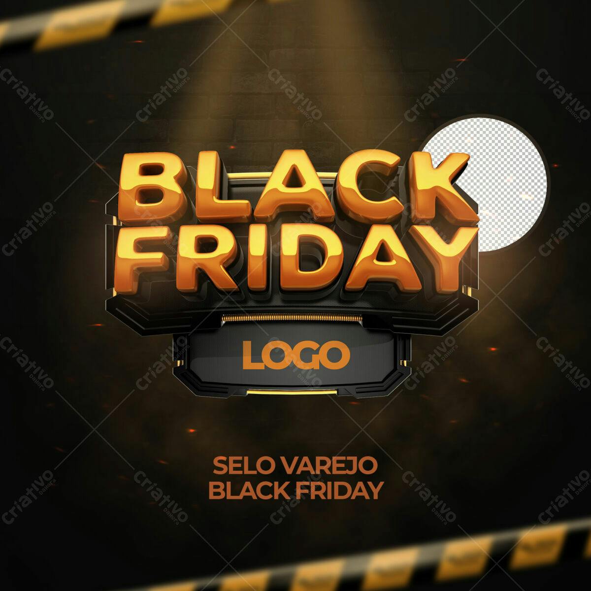 Selo 3D Black Friday dourado e preto
