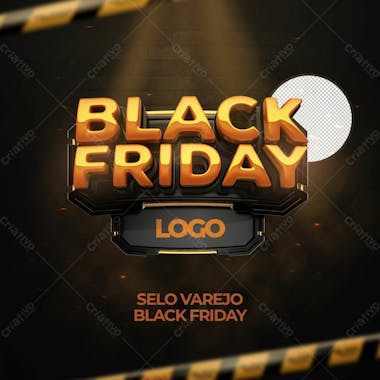 Black friday selo 3d para composicao psd