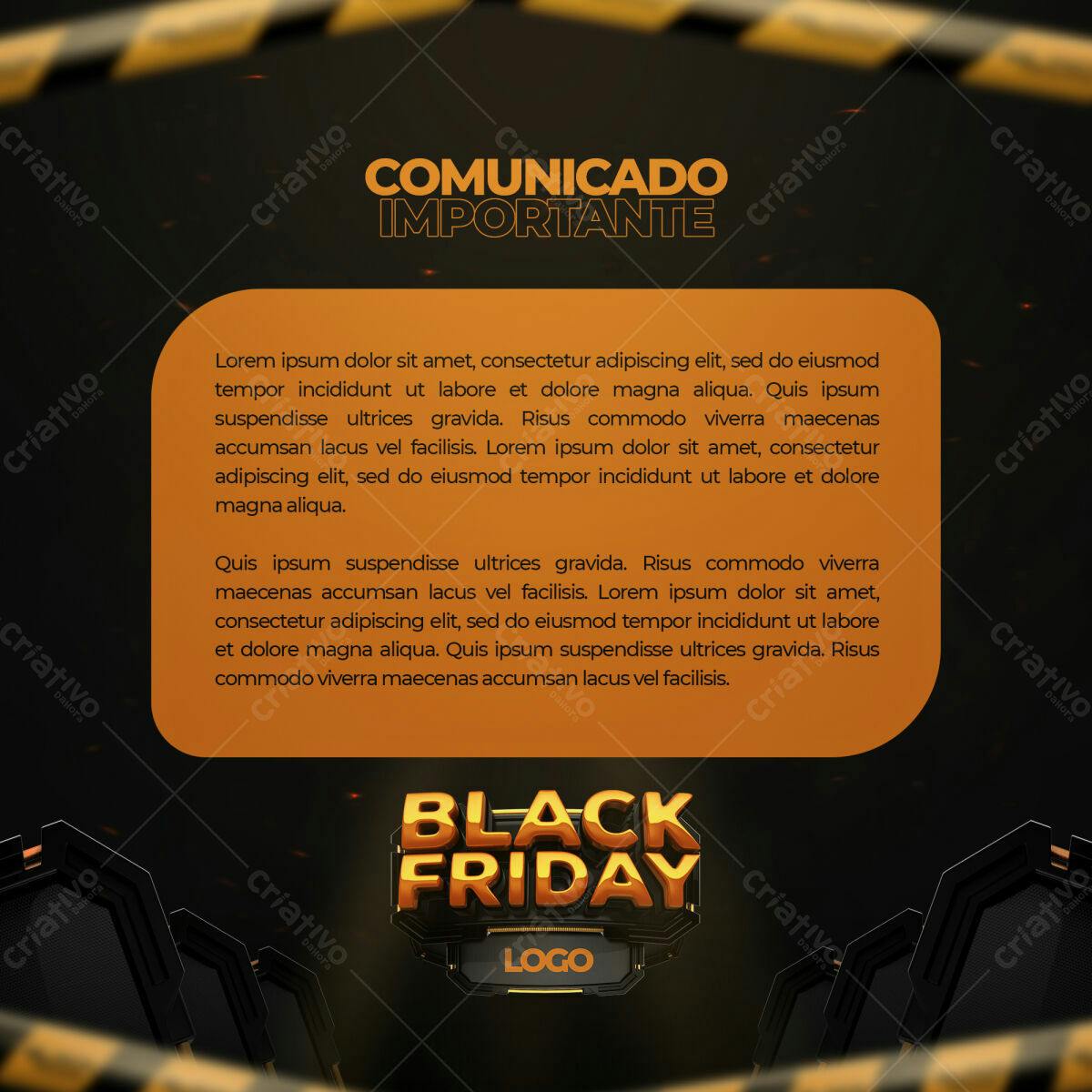 Selo 3D Black Friday dourado metálico