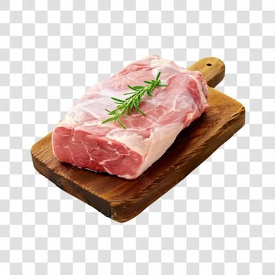 Imagem Açougue Lombo Suíno Porco Com Tábua De Madeira E Fundo Transparente (1)