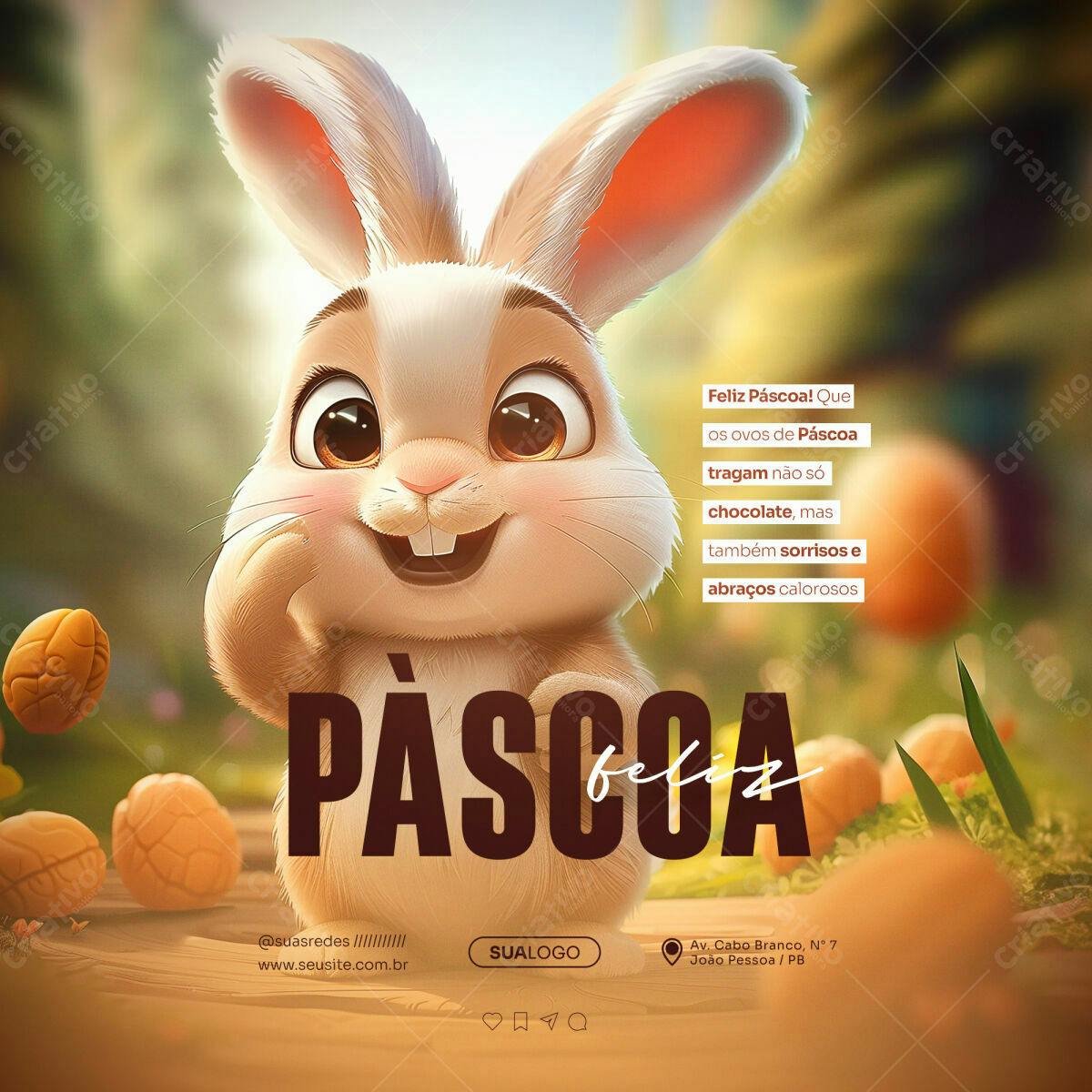Post Páscoa com Coelho PSD Editável