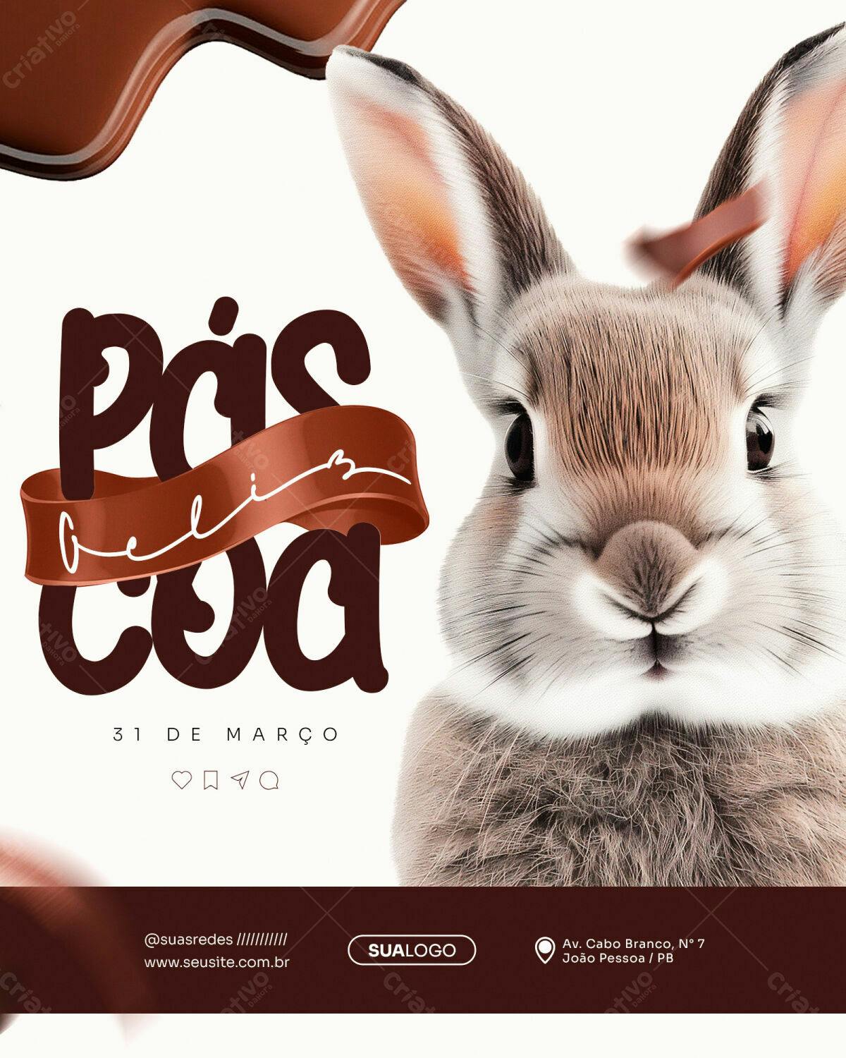 Postagem Páscoa com Coelho PSD Editável