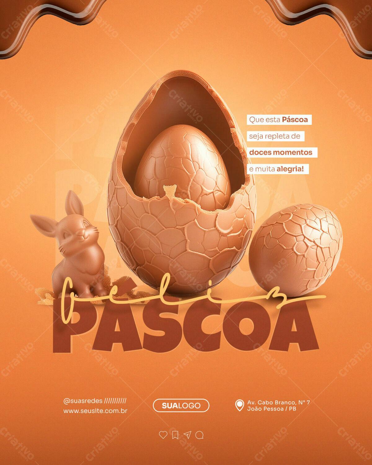Flyer Páscoa com Ovos de Chocolate PSD Editável