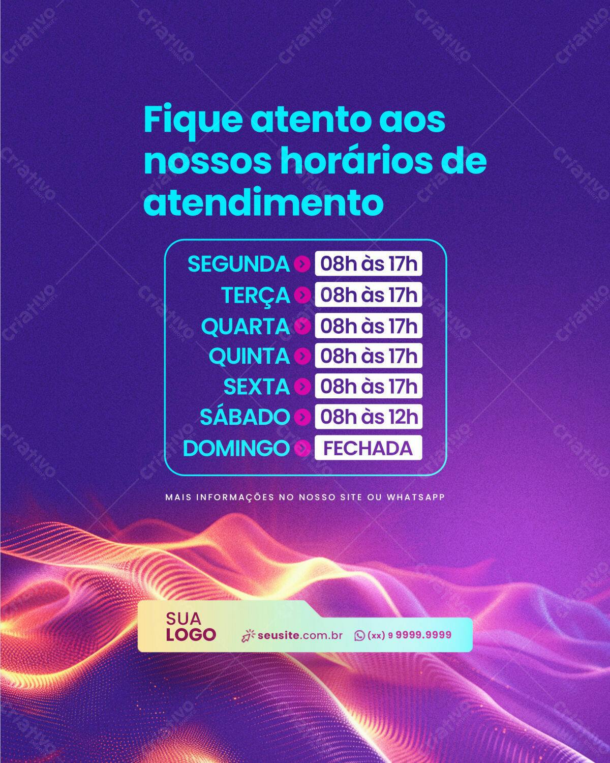Flyer Horários de Atendimento PSD Editável