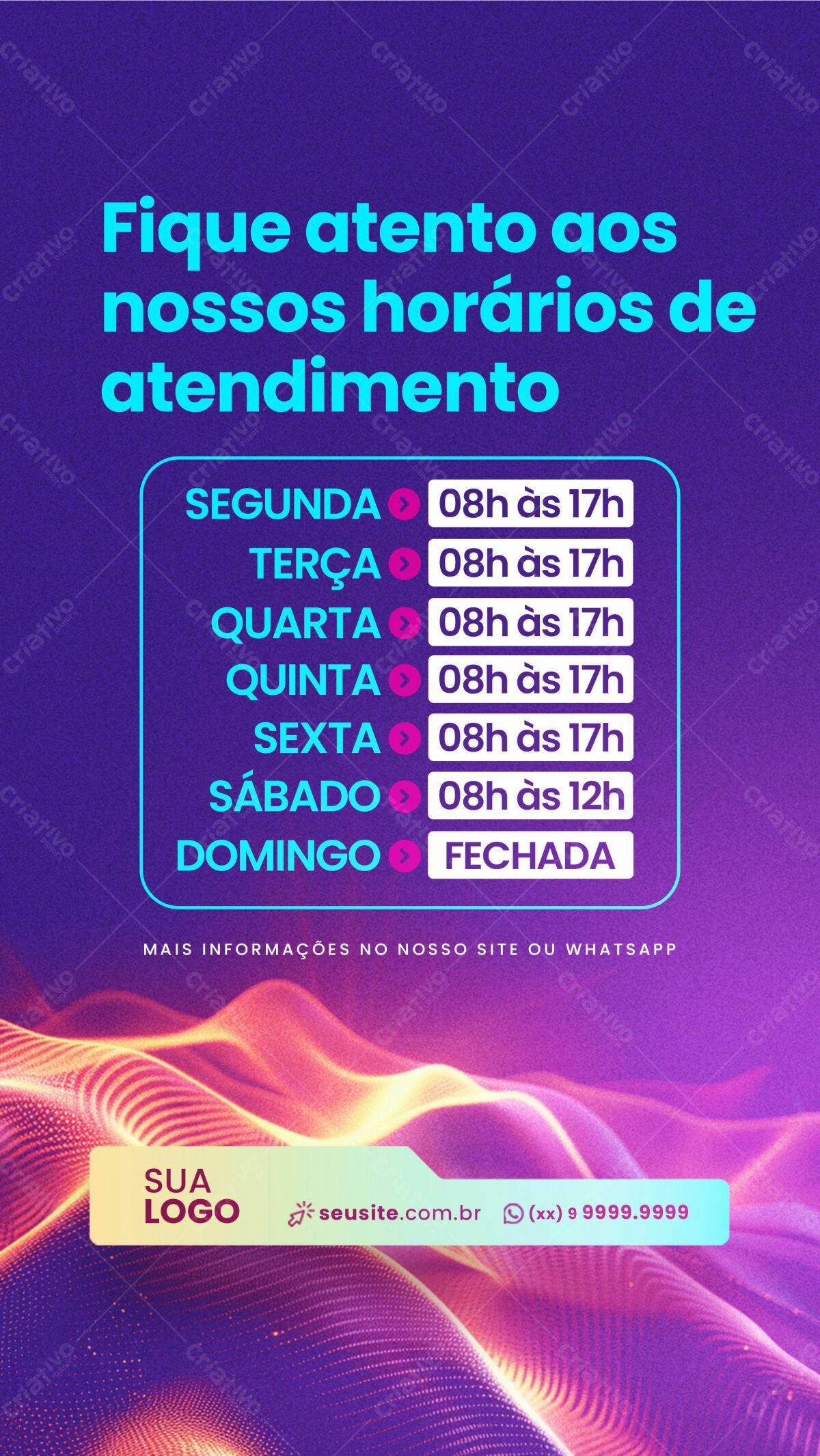 Flyer Horários de Funcionamento PSD Editável