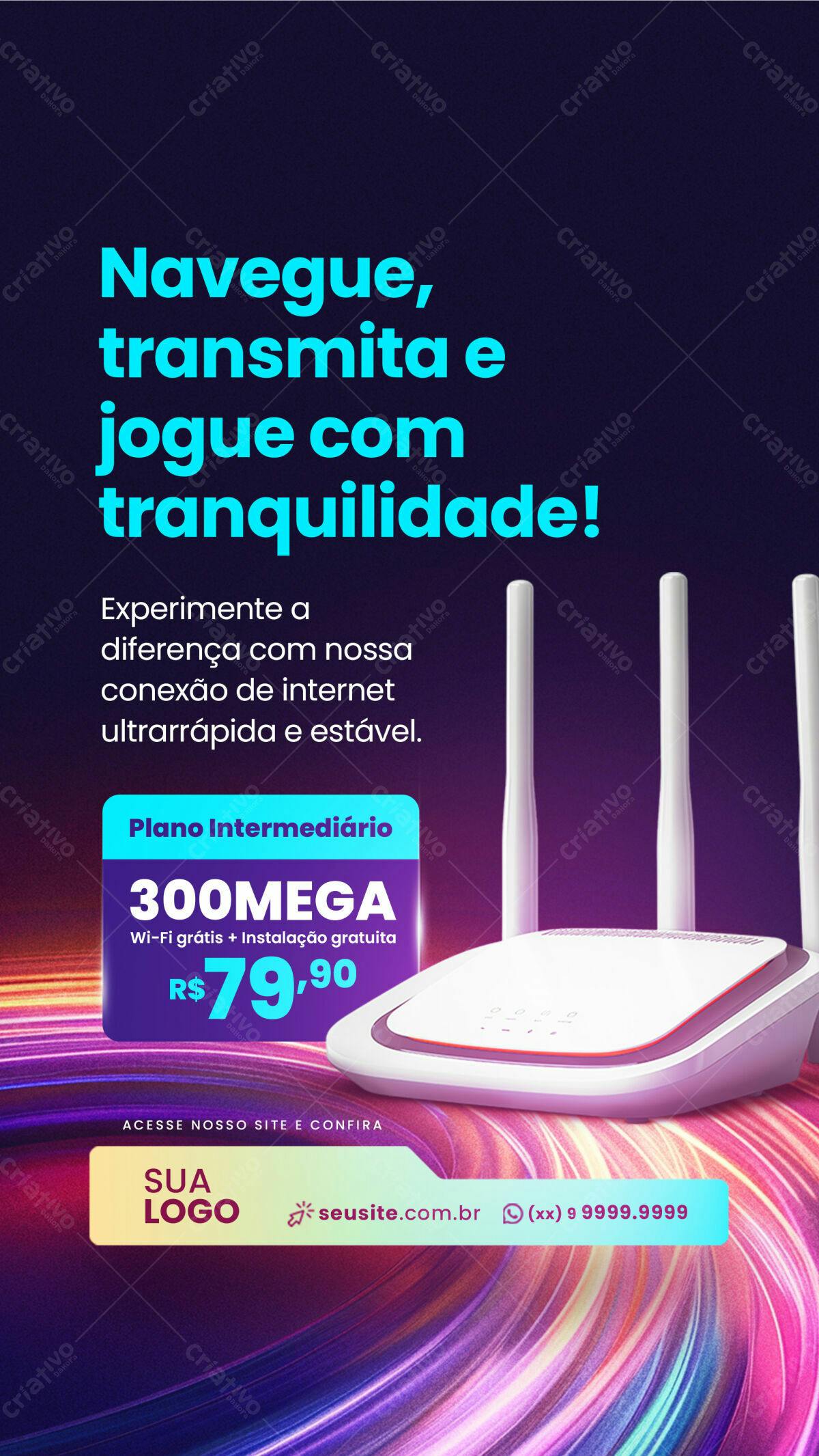 Flyer de Propaganda de Internet 300 Mega PSD Editável