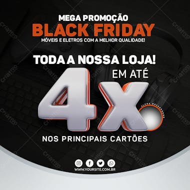 Mega promoção de black friday em até 4x nos cartões