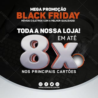 Mega promoção de black friday em até 8x nos cartões