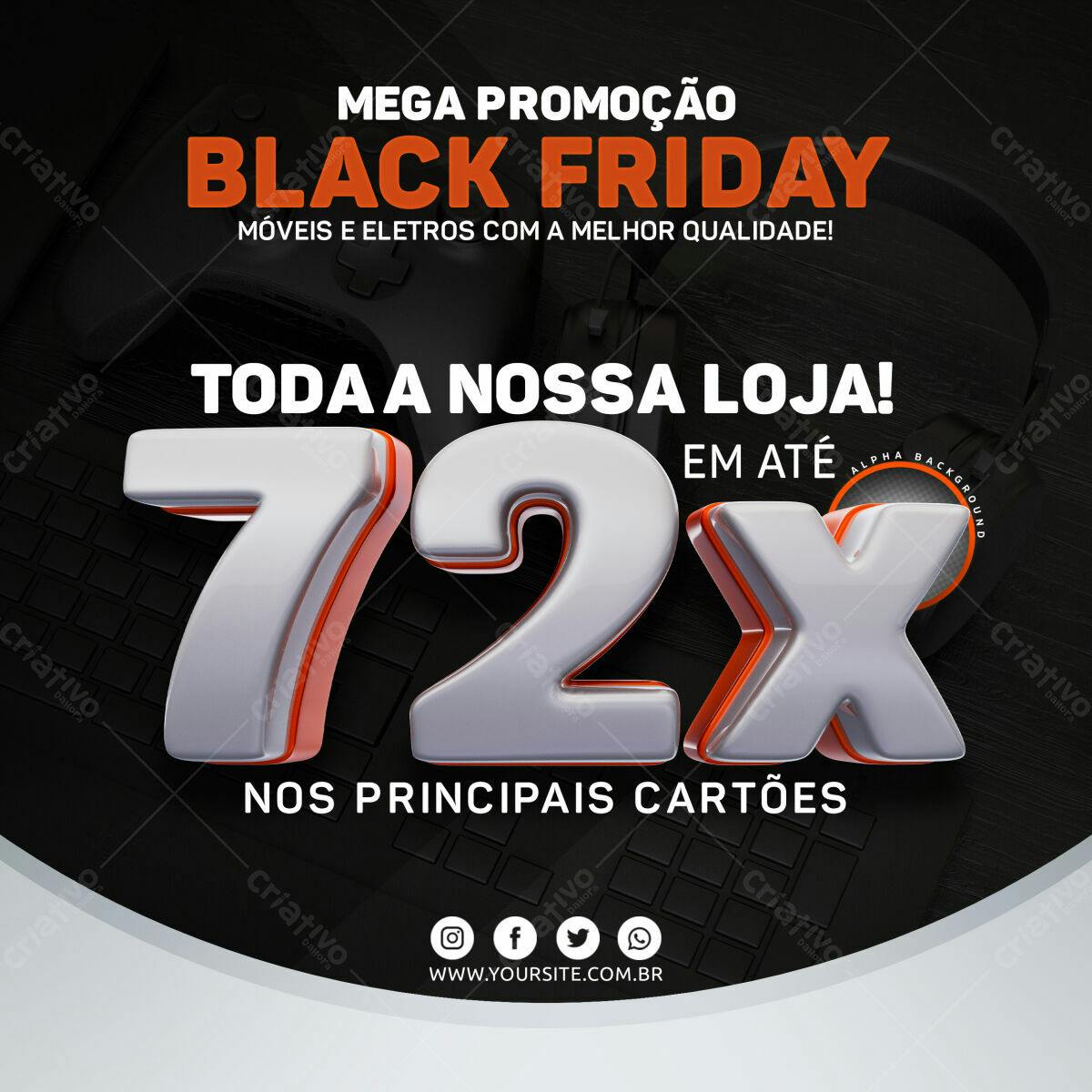 Flyer Black Friday PSD Editável para Promoção de Móveis e Eletrodomésticos