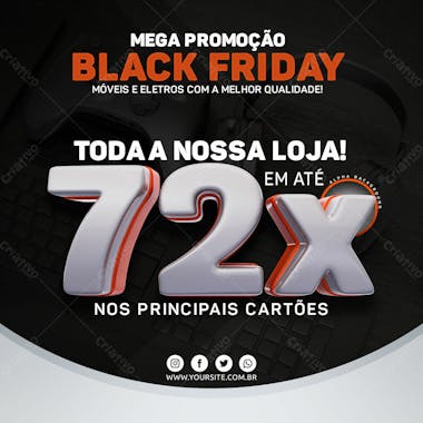 Mega promoção de black friday em até 72x nos cartões