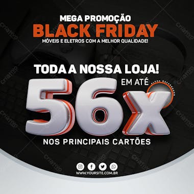 Mega promoção de black friday em até 56x nos cartões