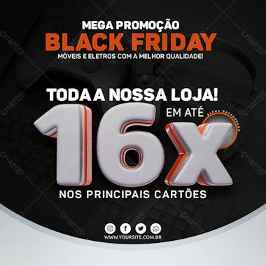 Mega promoção de black friday em até 16x nos cartões