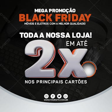 Mega promoção de black friday em até 2x nos cartões