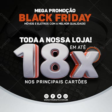 Mega promoção de black friday em até 18x nos cartões