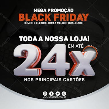 Mega promoção de black friday em até 24x nos cartões