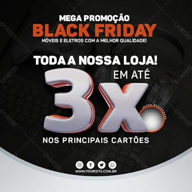 Mega promoção de black friday em até 3x nos cartões