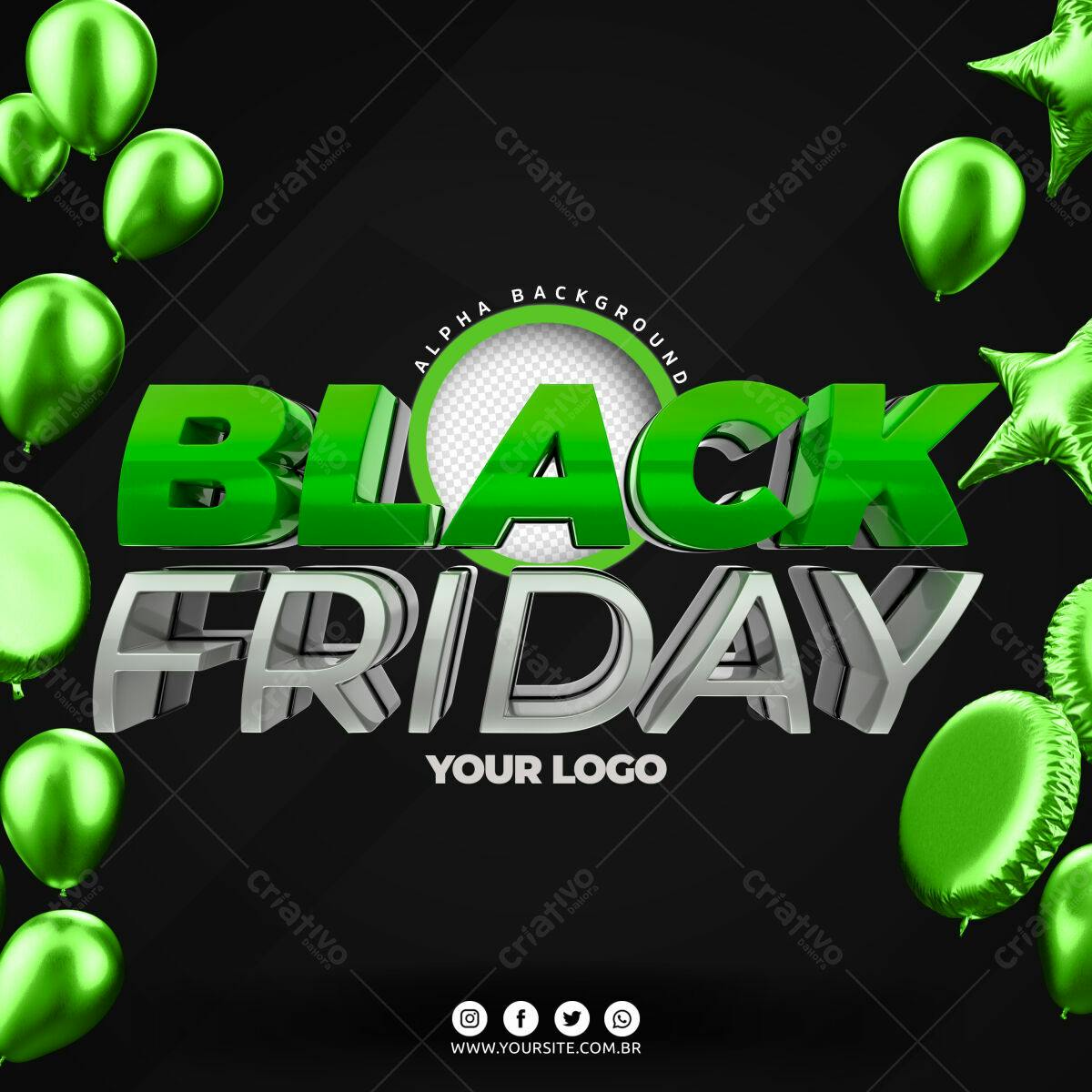 Selo 3D Black Friday Verde e Prata