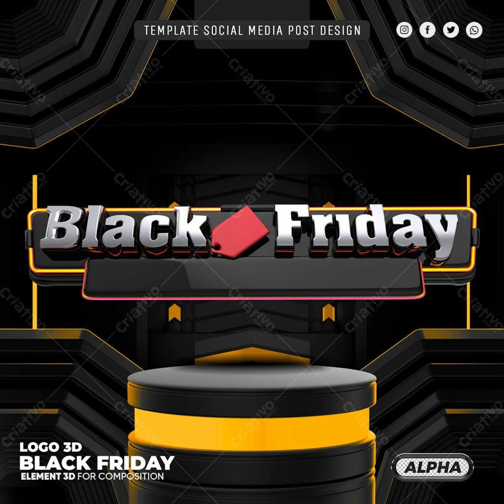 Social Media Black Friday Template Podium Luminoso Psd Editavel