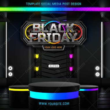 Black friday selo 3d base podio elemento para composicao psd editavel