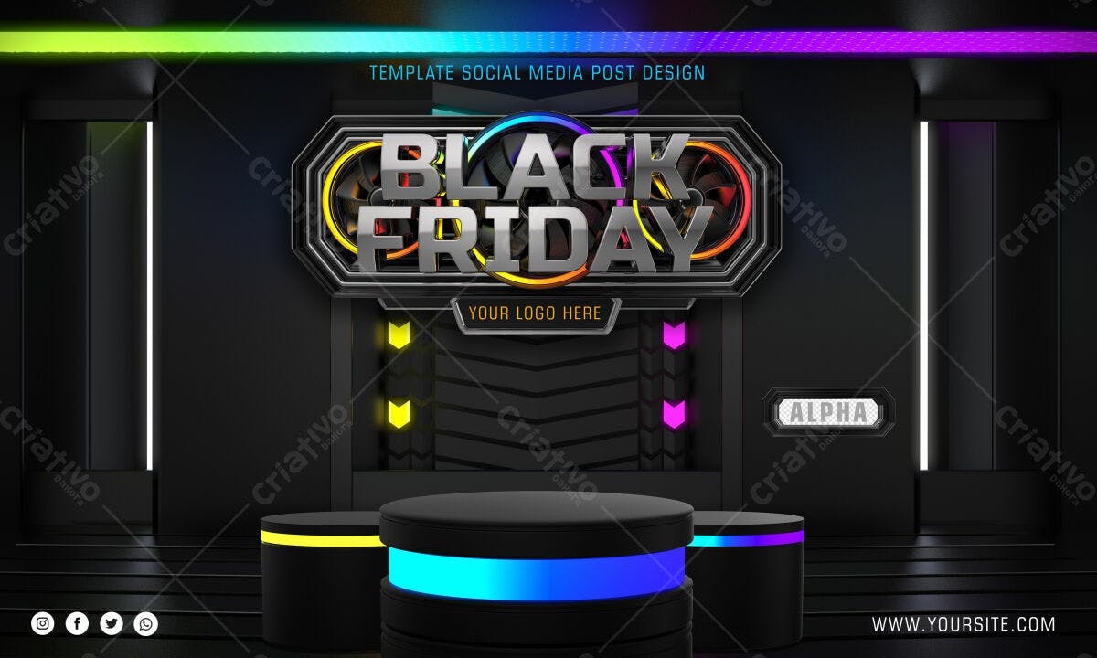 Selo 3D promocional Black Friday metálico