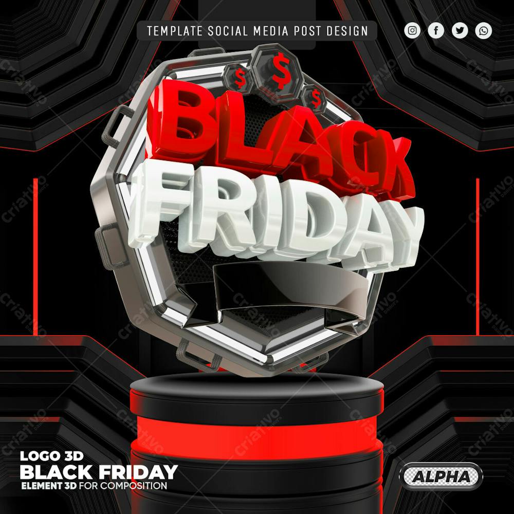 Social Media Template Black Friday Painel Luminoso Vermelho Psd Editavel