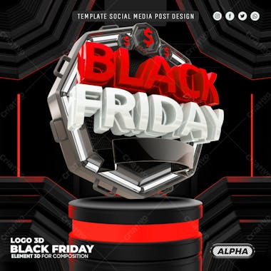 Social media template black friday painel luminoso vermelho psd editavel